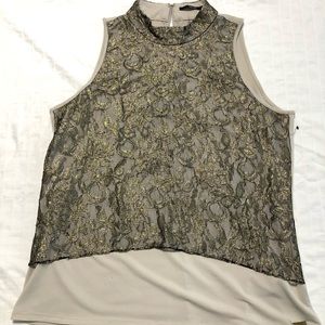 Tahari Sleeveless Top with lace front.